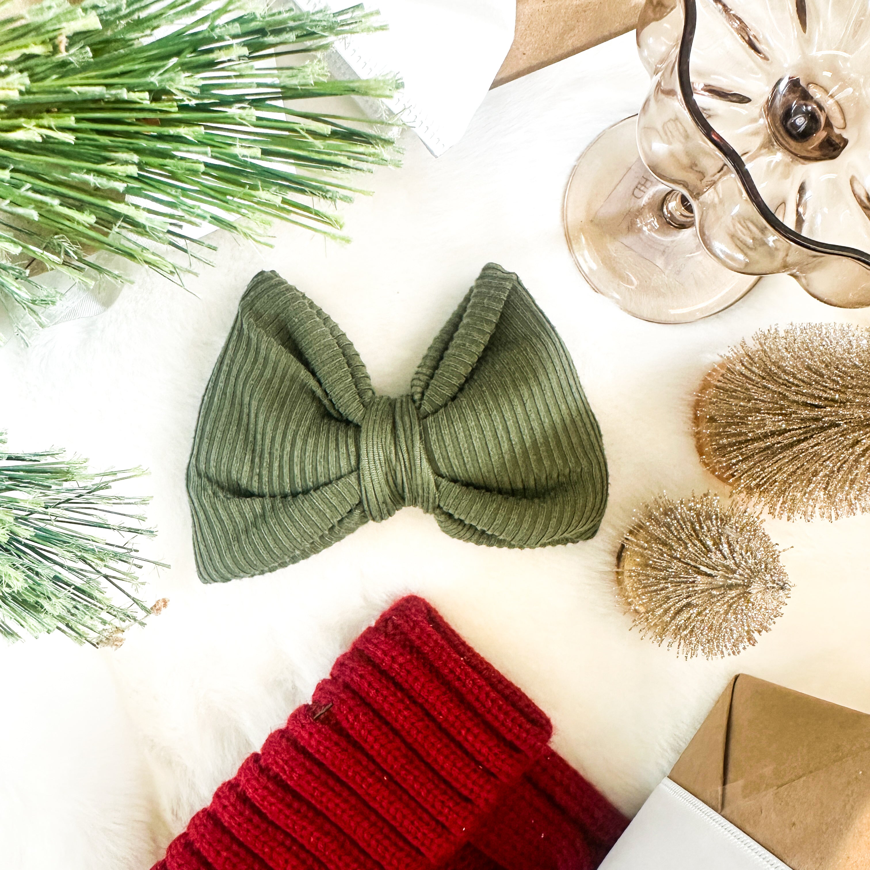 Ribbed Sage Over The Collar Bow