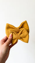 Mustard Ribbed Over the Collar Bow