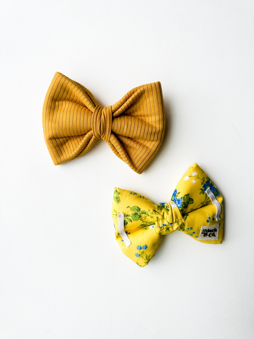 Mustard Ribbed Over the Collar Bow