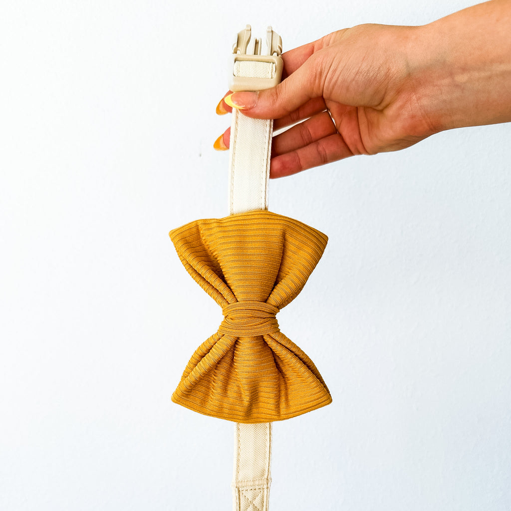 Mustard Ribbed Over the Collar Bow