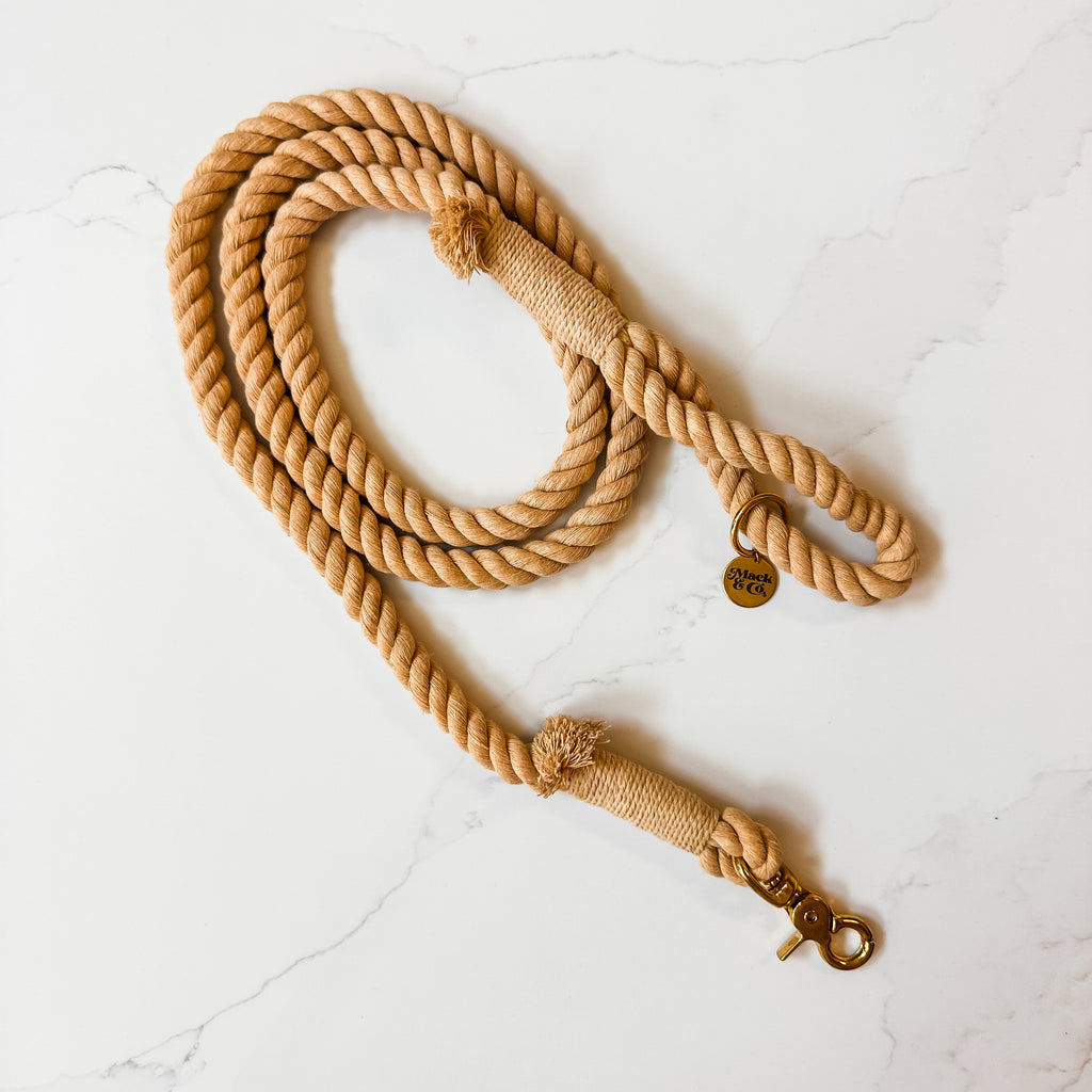 Cotton Rope Dog Leash - Mustard