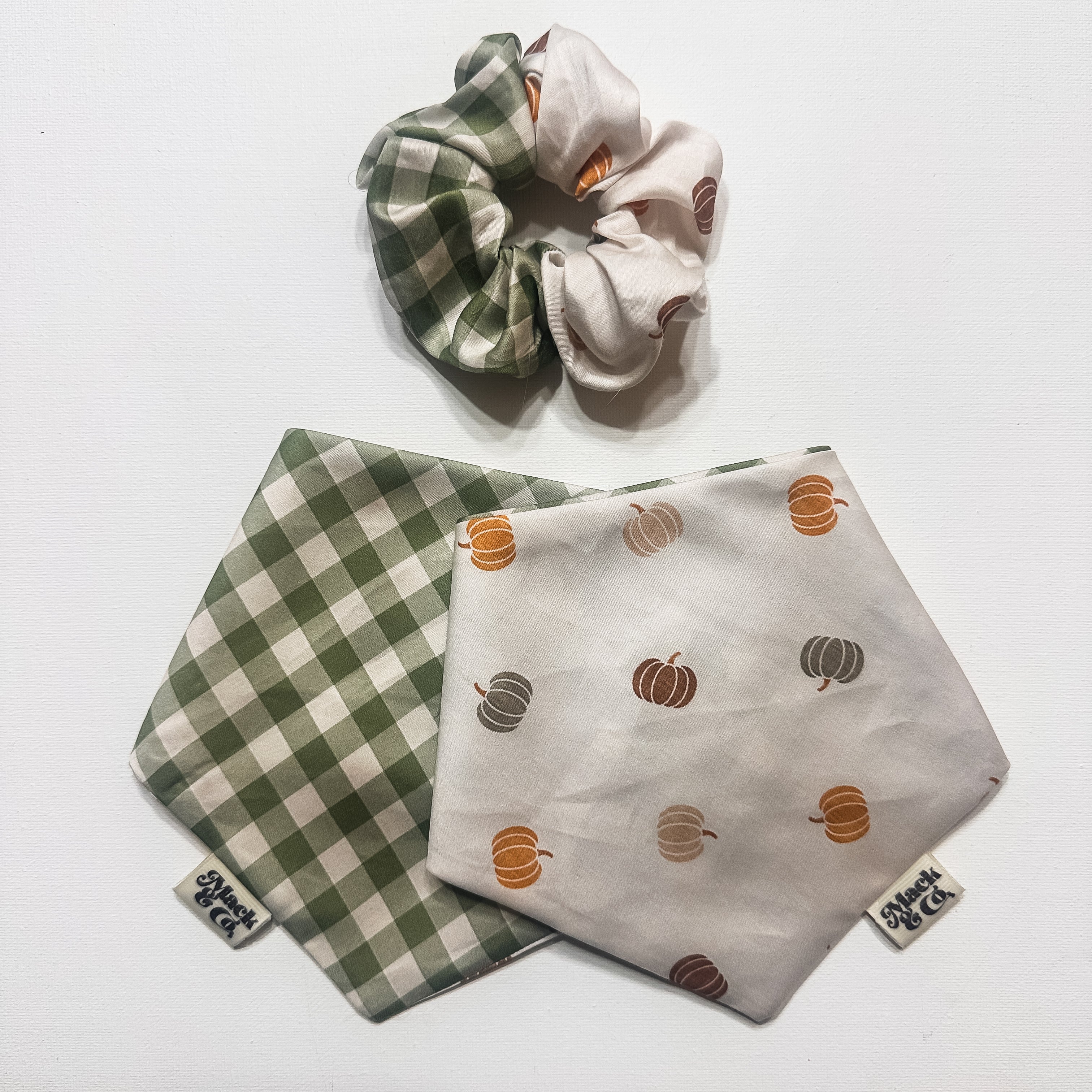 Gingham Harvest Two-Tone Scrunchie