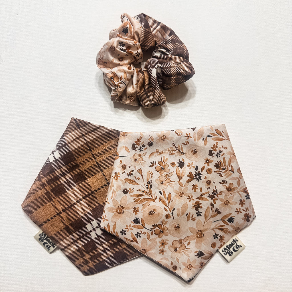 Cozy & Classic Blooms Two-Tone Scrunchie
