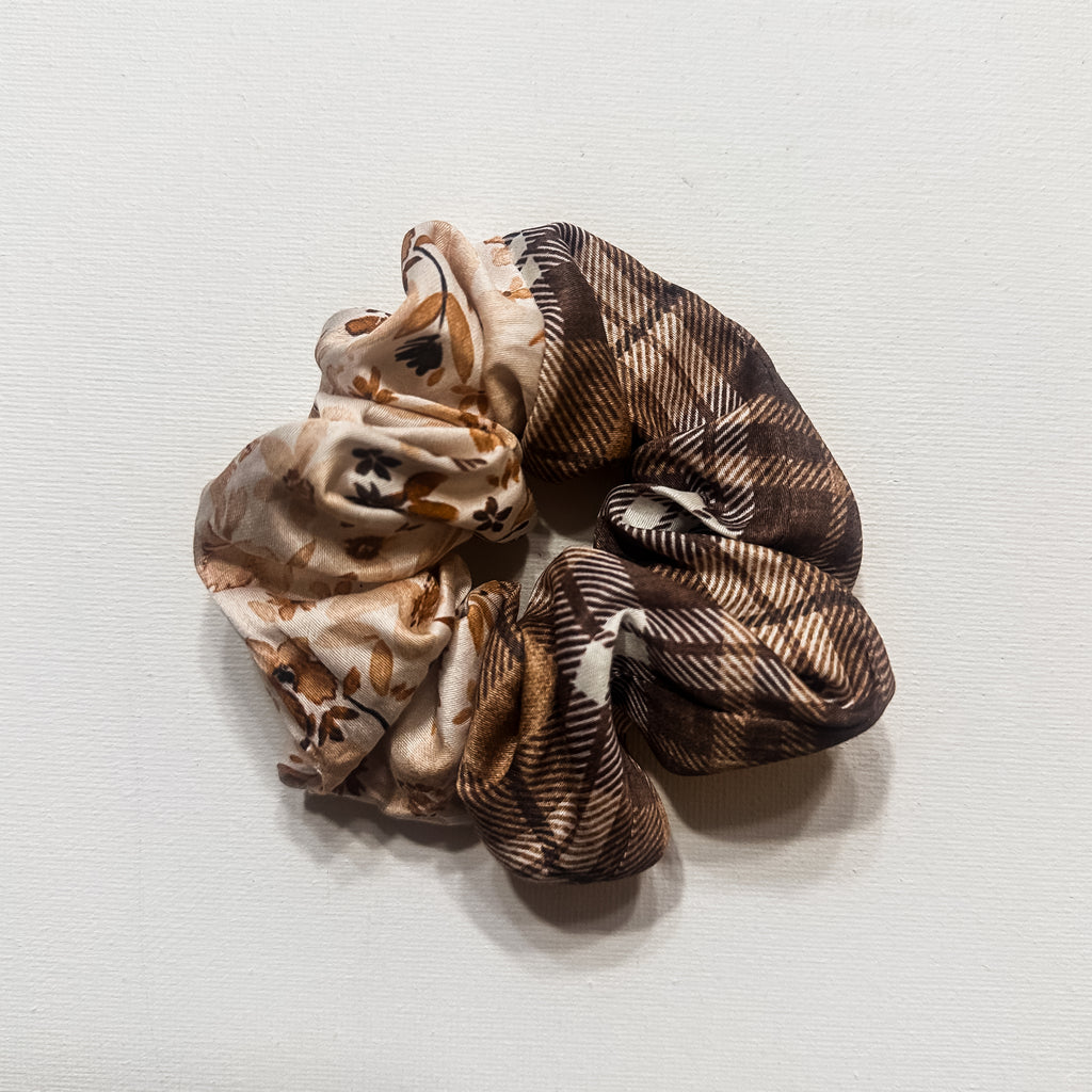 Cozy & Classic Blooms Two-Tone Scrunchie